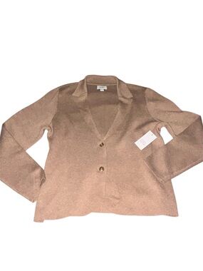 NWT Croft & Barrow Tan Button Front Cardigan Sweater Blazer L New